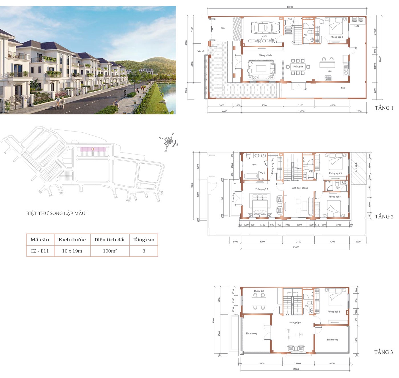 Mẫu thiết kế biệt thự song lập Richmond Quy Nhơn Hưng Thịnh