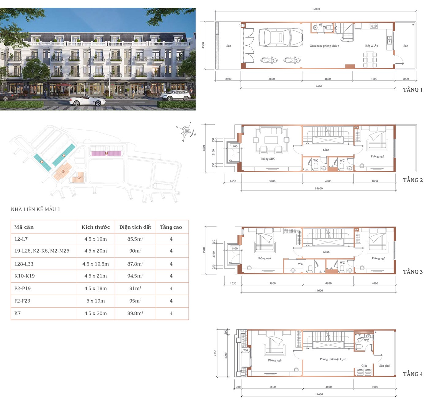 Mẫu thiết kế nhà liền kề Richmond Quy Nhơn Hưng Thịnh