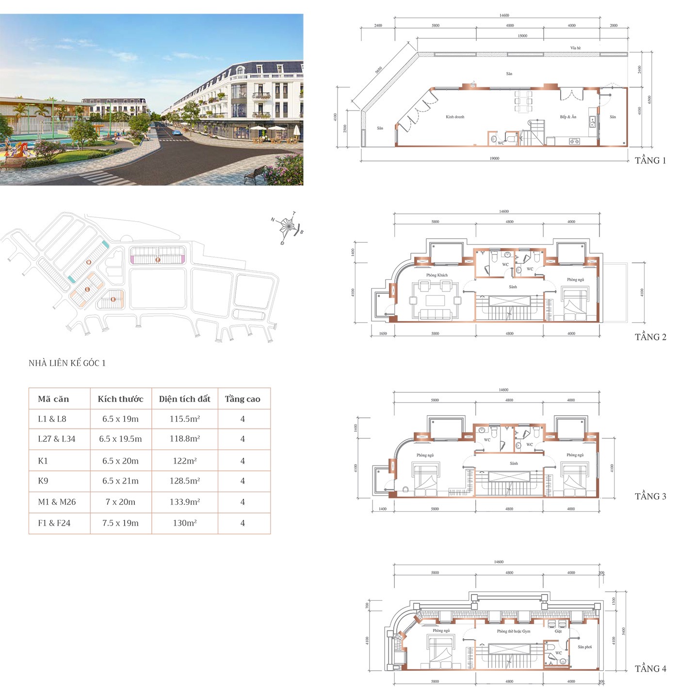 Mẫu thiết kế nhà liền kề Richmond Quy Nhơn
