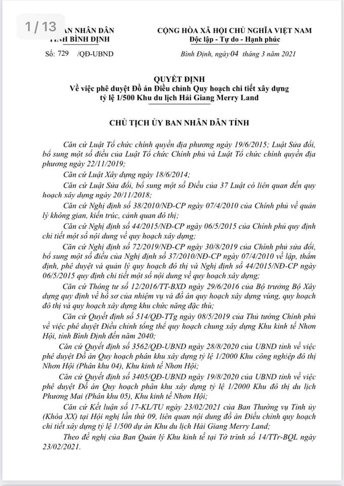 Quy hoạch 1/500 dự án Hải Giang Merry Land Quy Nhơn